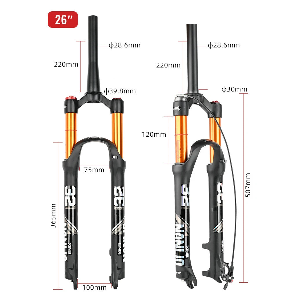 Mountain Bike MTB Front Fork 26 27.5 29 In Air Suspension for Disc Brake MTB