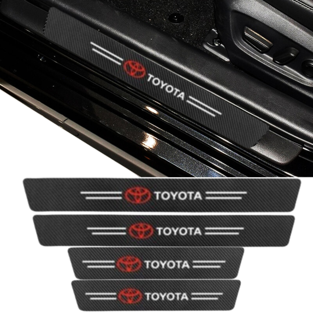 Etiqueta engomada de la placa del alféizar del umbral de la puerta de fibra de carbono 4pcs-kit para Toyota Rav4 2019-22