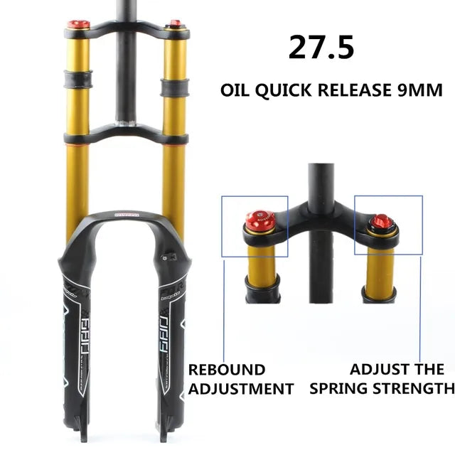 Horquilla MTB para bicicleta de montaña, suspensión 26-27,5-29er, magnesio, doble hombro, aire-aceite