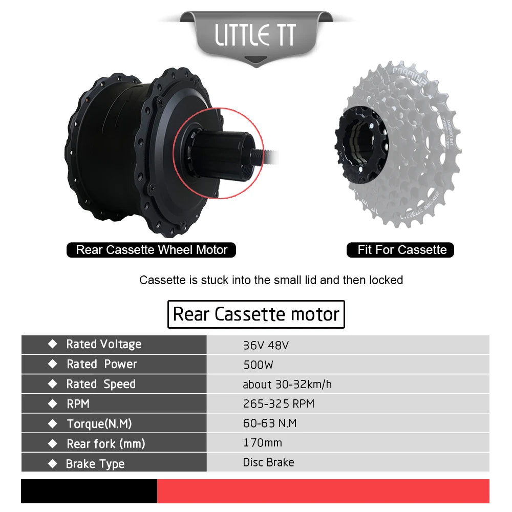 Mountain Fat Bike MTB Electric Front-Rear Wheel Motor 36-48V 500W Conversion Kit