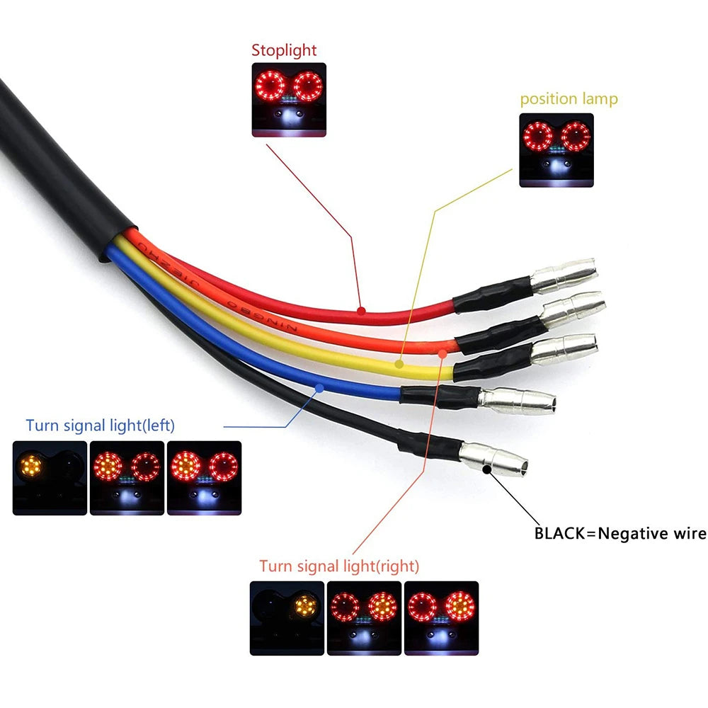 Luces LED para motocicleta, luz trasera de freno modificada universal, humo, negro y rojo