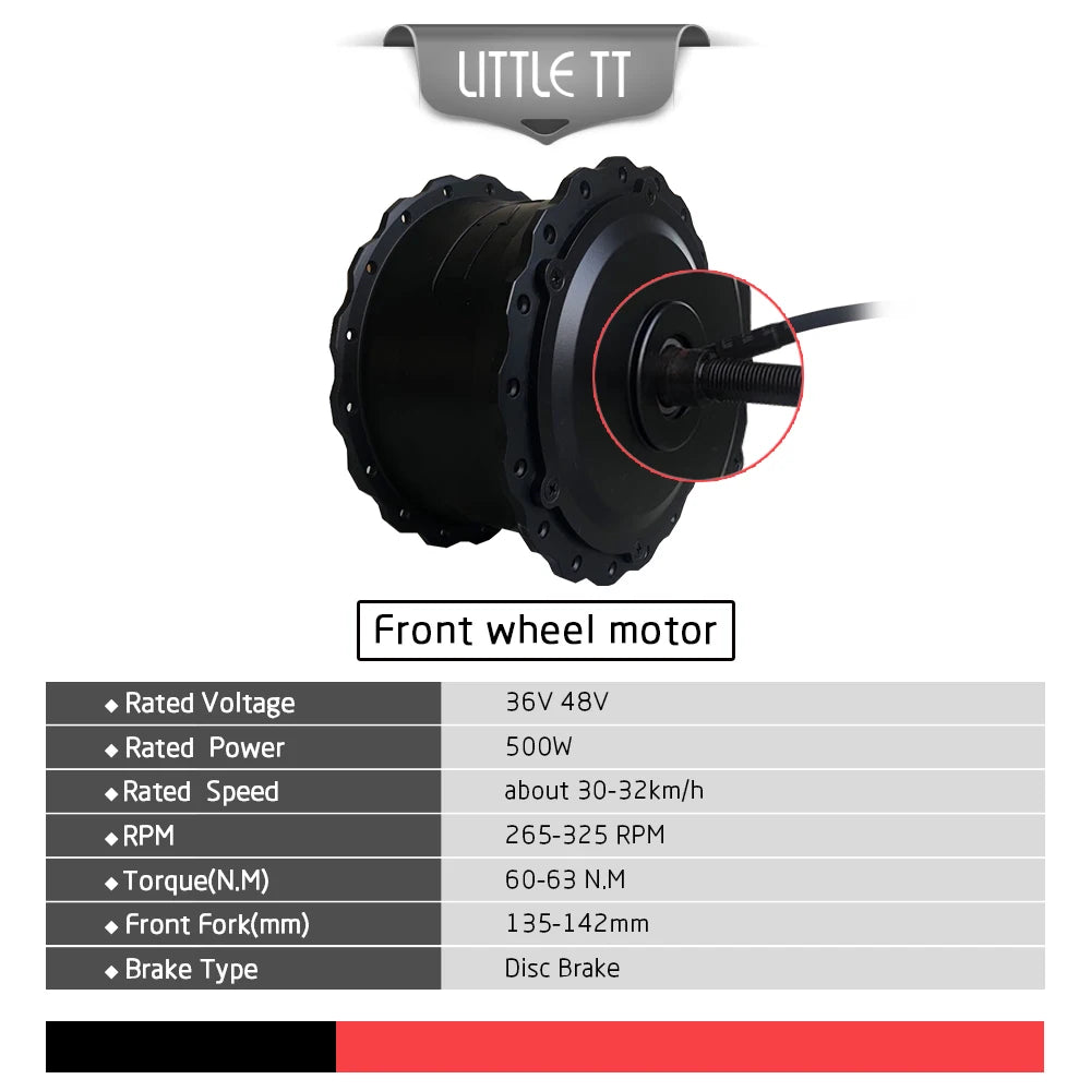 Kit de conversión de Motor de rueda delantera y trasera eléctrica para bicicleta de montaña, Fat Bike, 36-48V, 500W