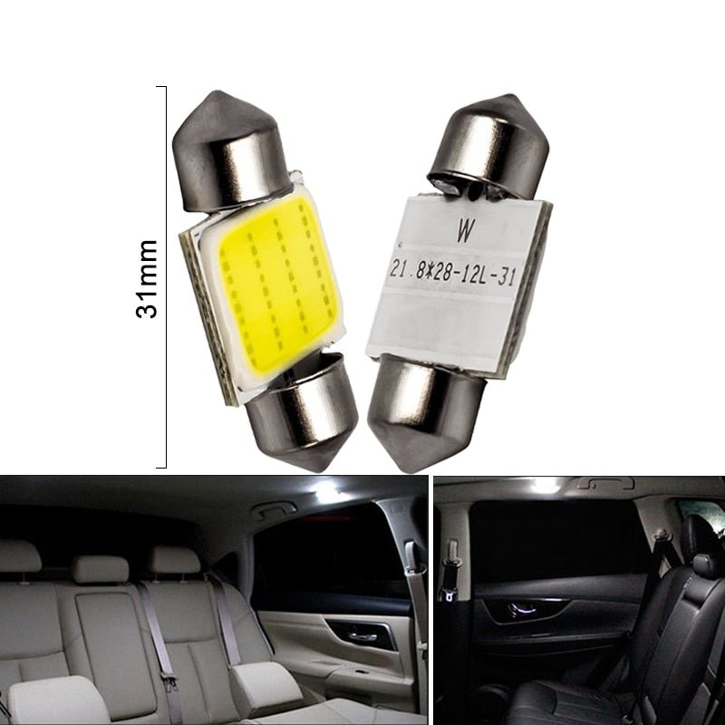 1x C10W C5W LED COB Festoon 31mm 36mm 39mm 41/42mm 12V White bulbs for cars License plate Interior Reading Light 6500K 12SMD - FMF replacement parts