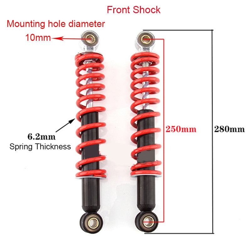 Amortiguador de motocicleta delantero-trasero 25-27cm -50-150cc para ATV Go Kart Pit Bike