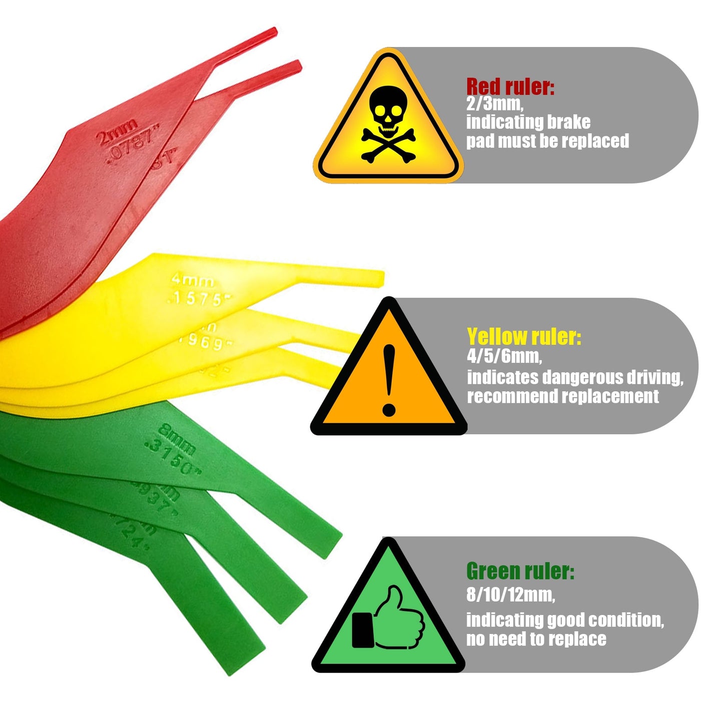 Kit de règle de mesure universelle, outil d'épaisseur de plaquette de frein automobile de voiture