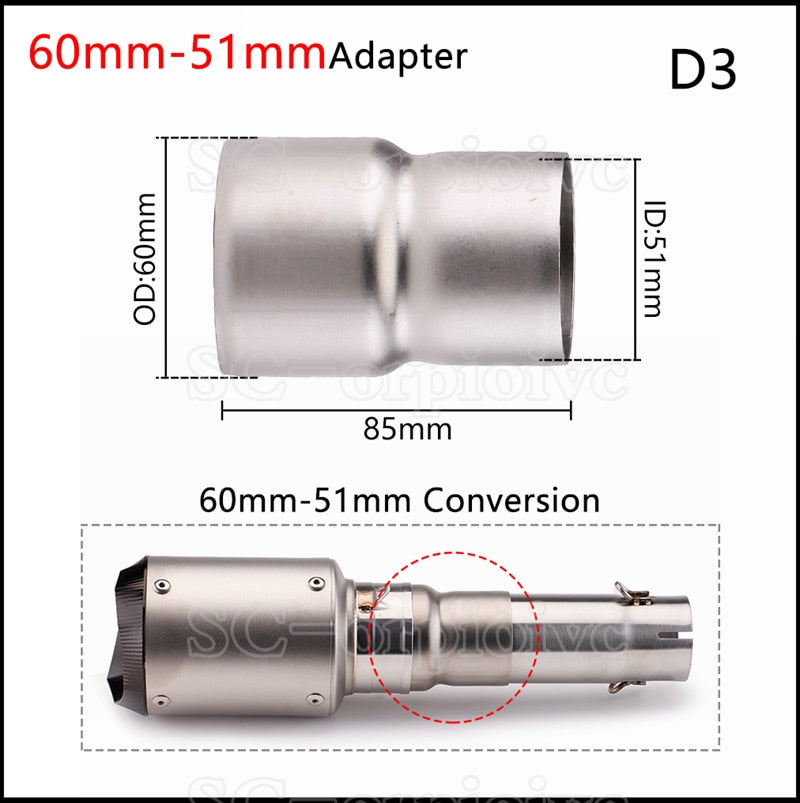 Adaptateur de tuyau d'échappement de moto, accessoires et outils d'installation 60-51mm 51-38mm