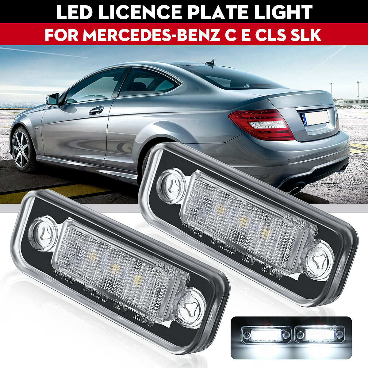 Lámpara de matrícula con luces LED para coche para Mercedes Benz W203 W211 W219 R171-2pk 