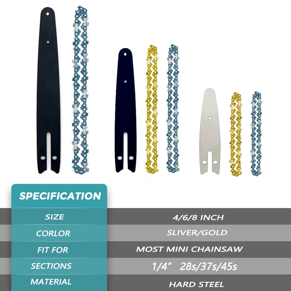 Chaînes de tronçonneuse 4 6 8 pouces pour tronçonneuse à batterie 4 6 8 pouces barres de guidage