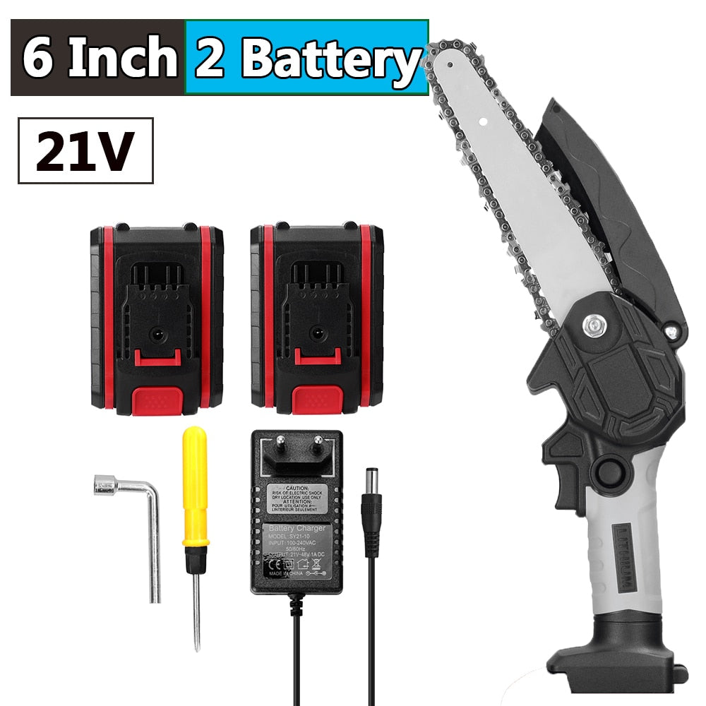 4 6 or 8 In One-handheld 21v Battery Cordless Chainsaw w Battery and charger