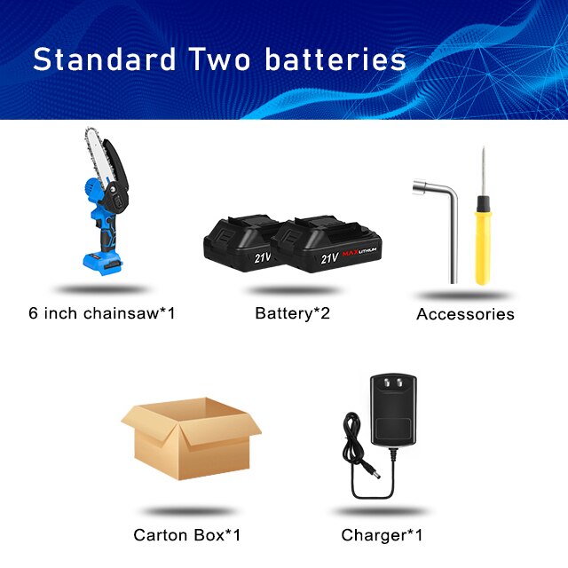 Prostormer 21v 6 In tronçonneuse-élagueuse à batterie sans balais avec batterie et chargeur