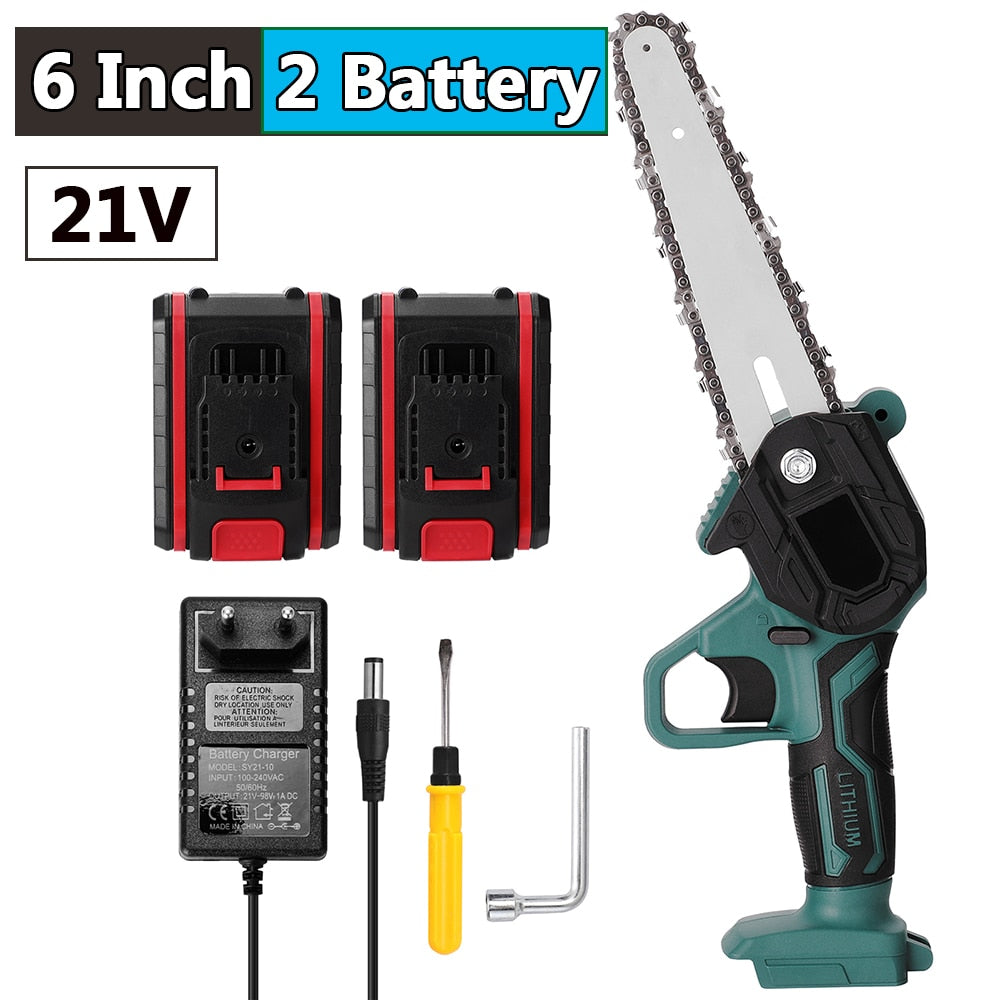 4 6 or 8 In One-handheld 21v Battery Cordless Chainsaw w Battery and charger