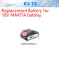 Batterie de remplacement Makita série B 18 V pour coupe-bordures de tronçonneuse sans balais