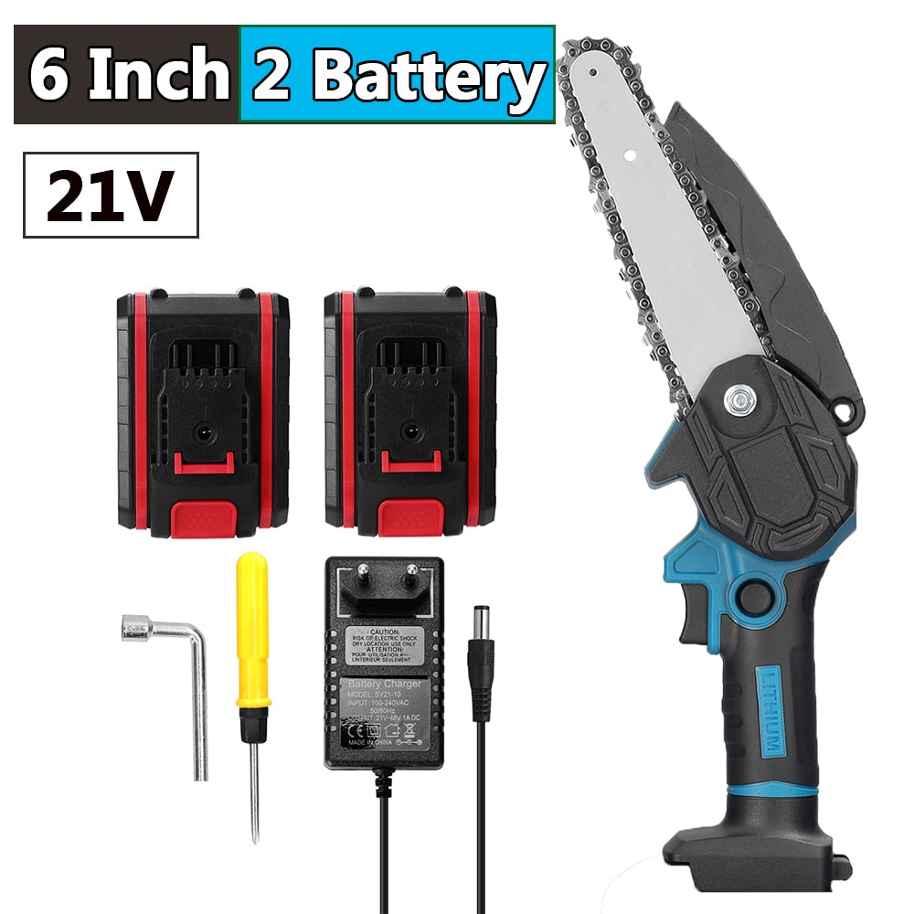 4 6 or 8 In One-handheld 21v Battery Cordless Chainsaw w Battery and charger