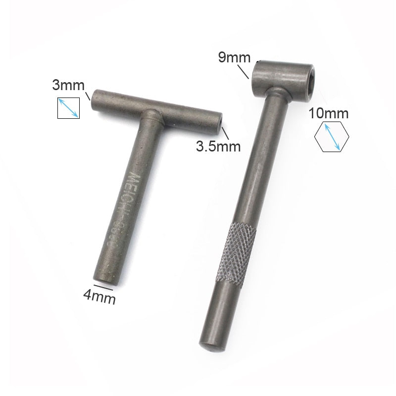 Herramienta para motocicletas Llave en T sqr-hexagonal y galga de espesores para válvulas de motor