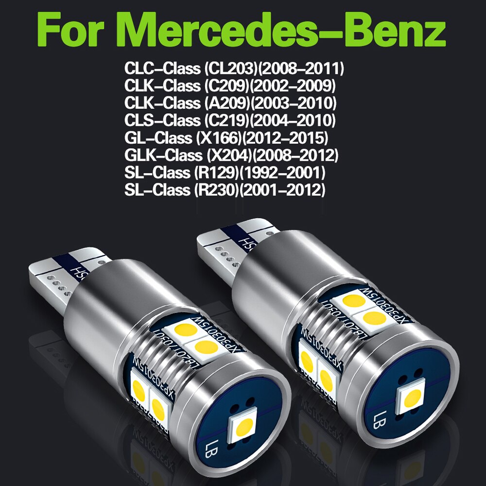 2x LED luz de estacionamiento W5W T10 Canbus para Mercedes Benz CLC CLK CLS GL GLK SL clase CL203 C209 A209 C219 X166 X204 R129 R230 