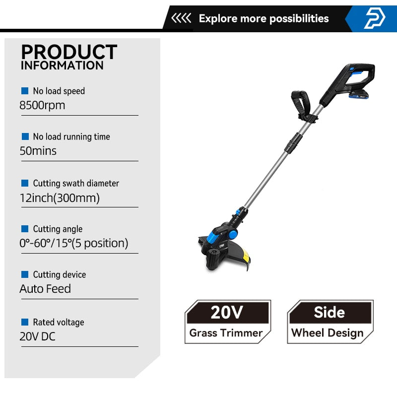 Recortadora de hilo de batería inalámbrica Prostormer de 12 pulgadas con batería y cargador de 20v-21v