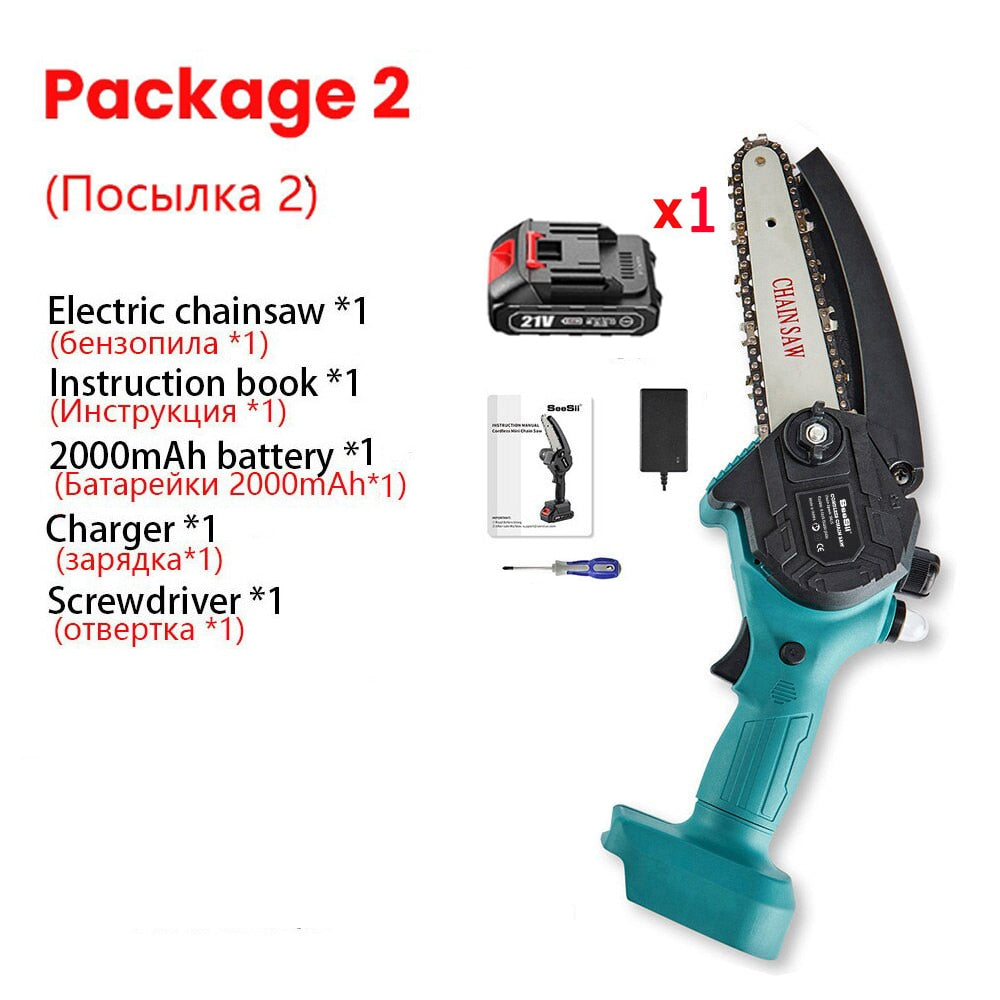 6 In 21v Chainsaw Cordless Variable Speed with 1-2 Batteries and Charger