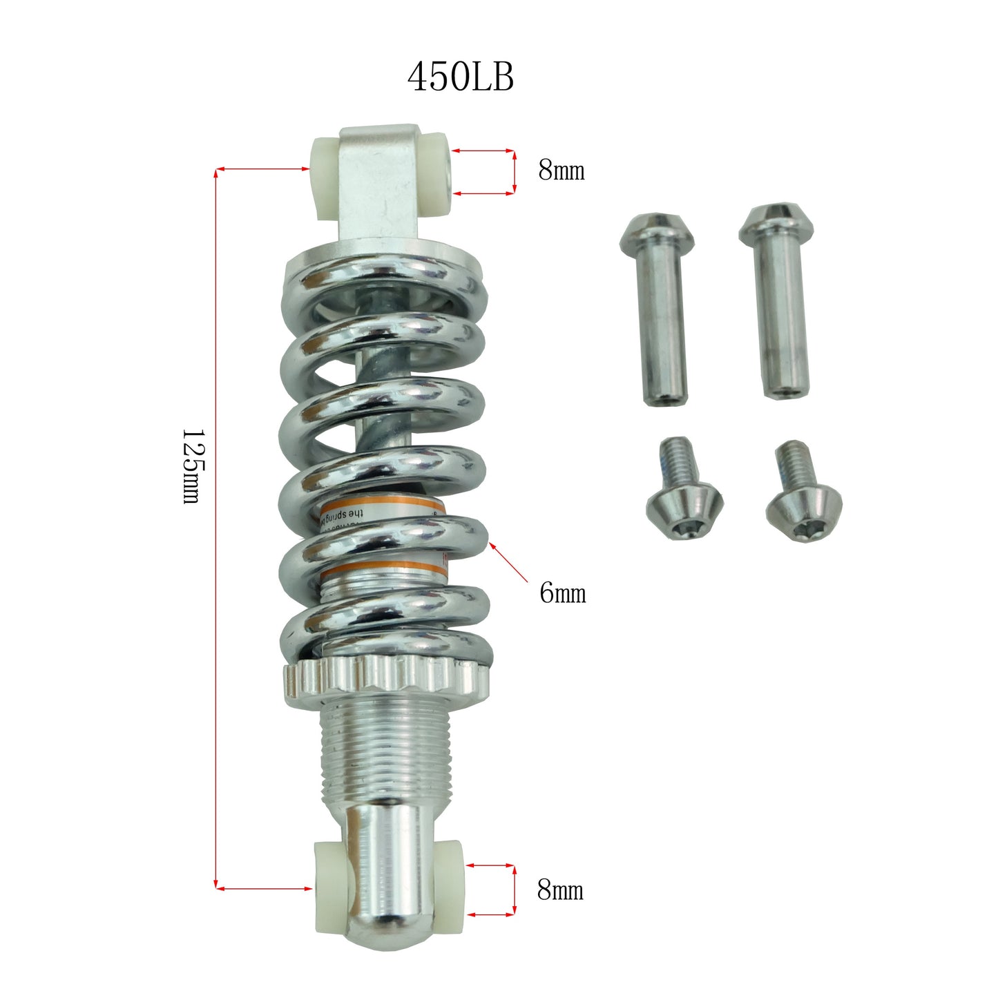 Suspension à ressort hélicoïdal arrière pour vélo de montagne, pour moto et vélo électrique, 125 mm, 450 lb