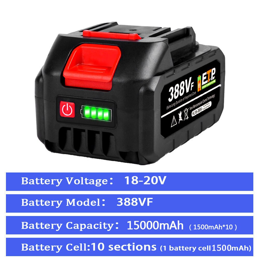 Tronçonneuse à batterie 6 pouces 3000W avec batteries et chargeur - Compatible avec Makita 18V