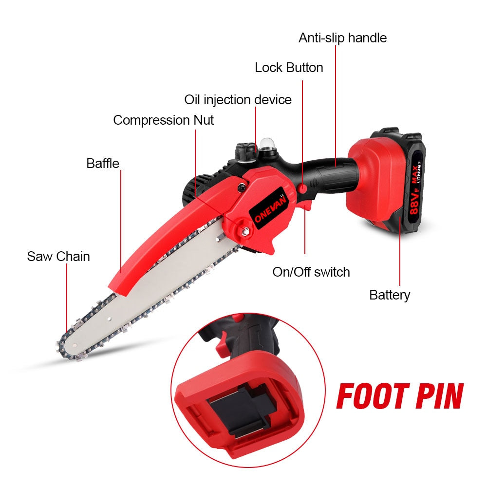 8 In 3500W Battery Chainsaw w Oiler and Charger Makita 18v Battery compatible