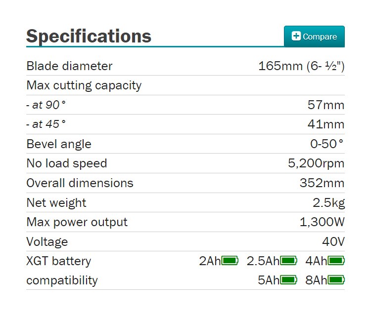 Makita HS012GZ -6.5 In- 5200 rpm Circular Saw cordless brushless 40V XGT Li-Ion