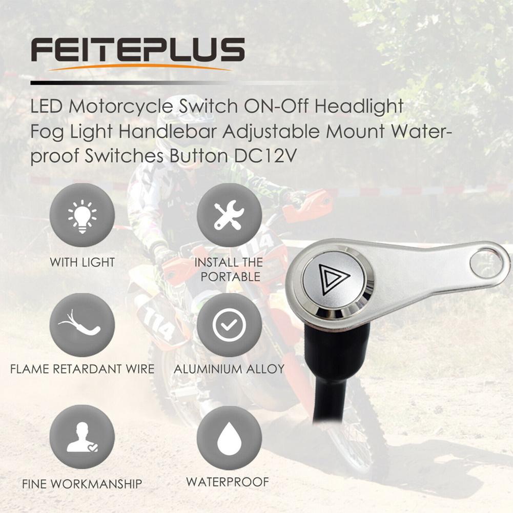 Motorcycle Handlebar Switch With LED Red Light Warning for 6.8mm Handlebars