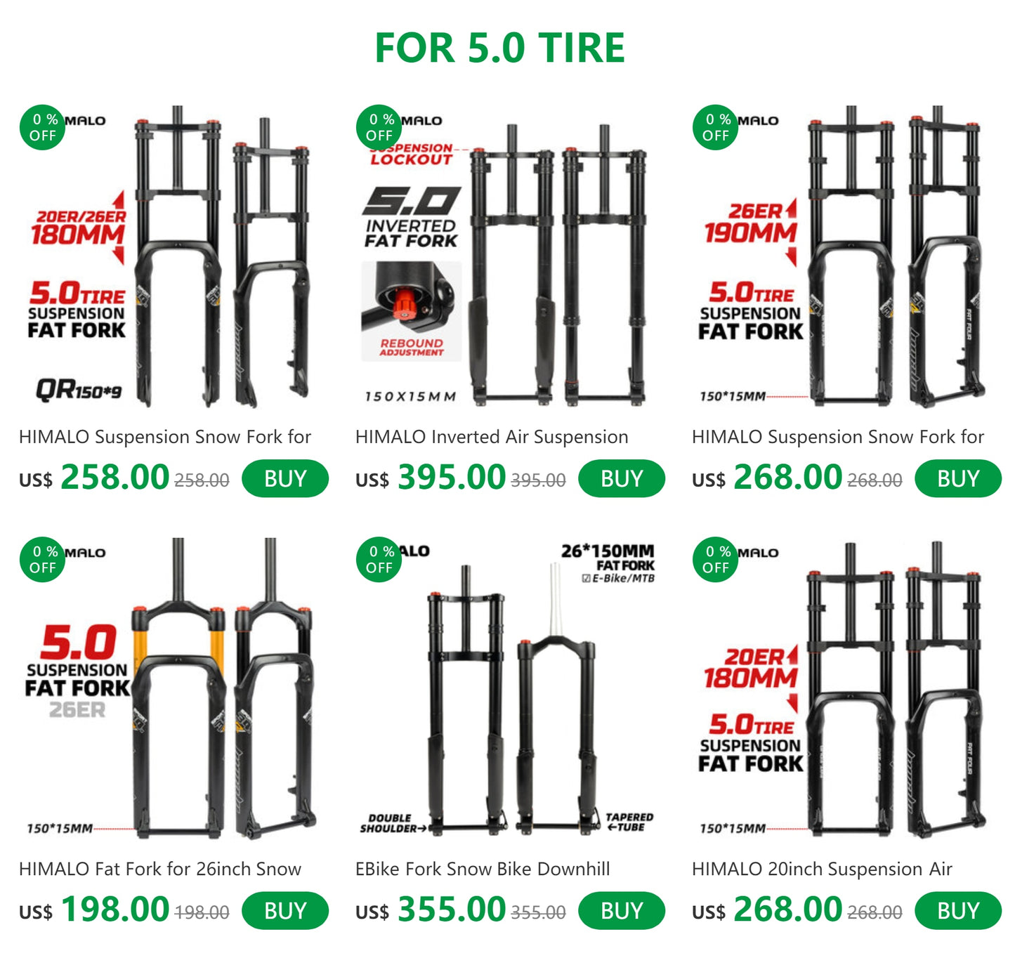 Horquilla de suspensión neumática Mountain Fat Bike MTB para Snow Fat Bike 26x .50 - 150x15 mm