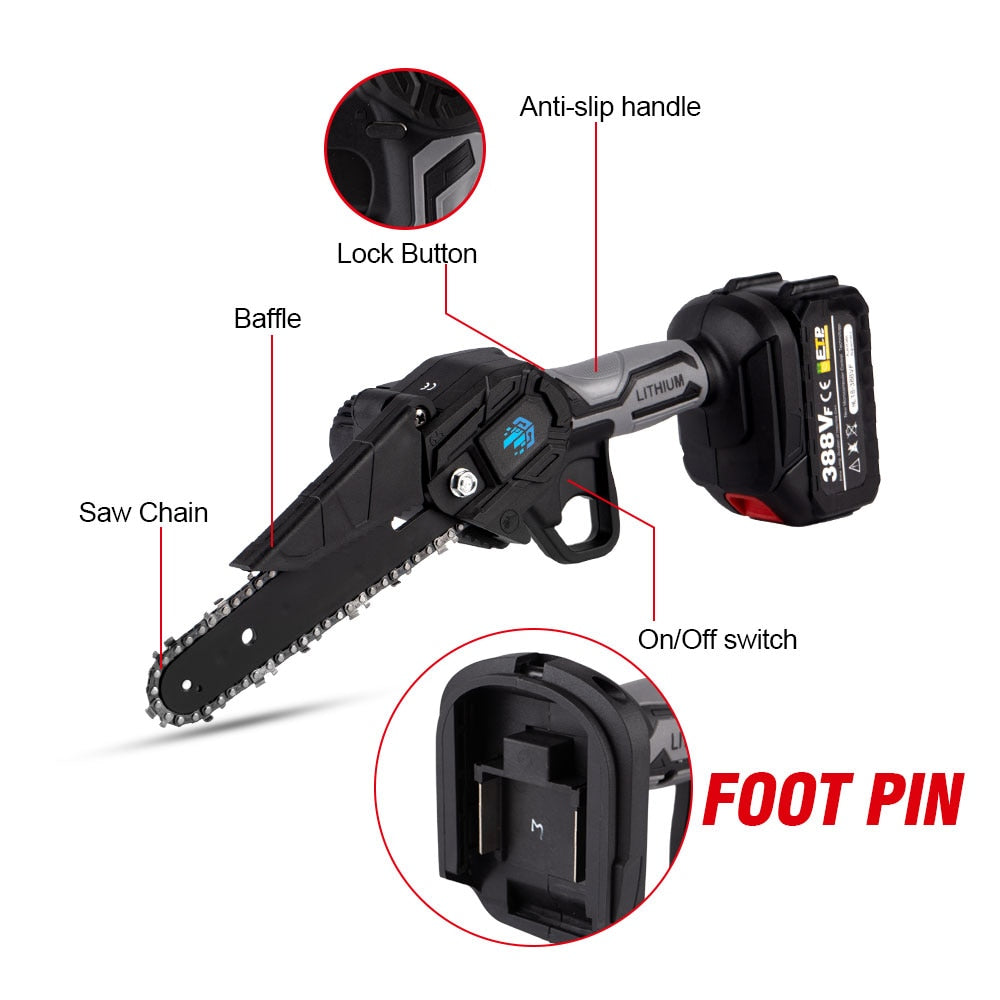 6 In 3000W Battery Chainsaw with Batteries and Charger - Compatible w Makita 18V