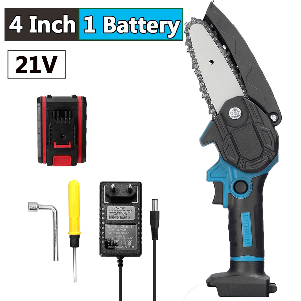 4 6 or 8 In One-handheld 21v Battery Cordless Chainsaw w Battery and charger