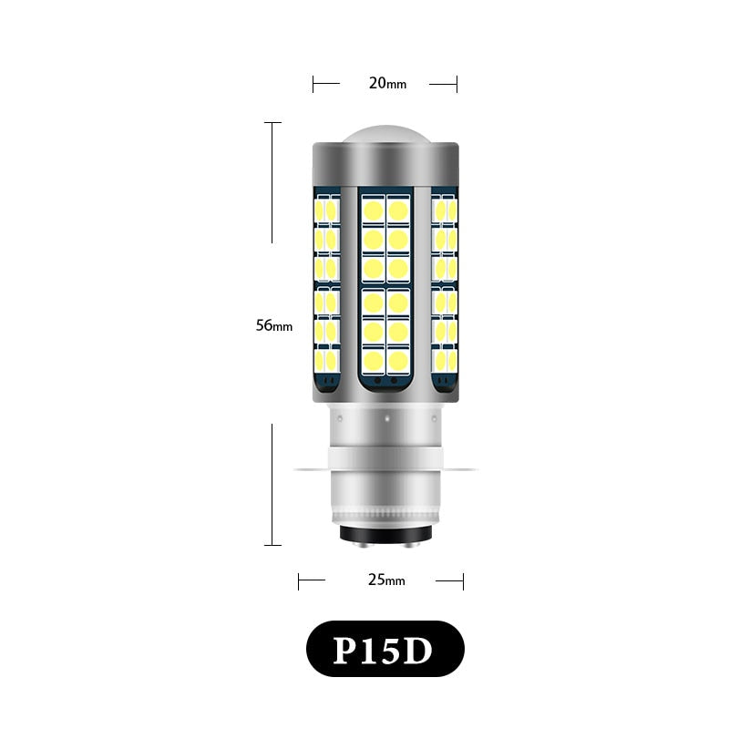 Lumière LED H4 BA20D P15D 12V 6000K pour phares de moto, cyclomoteur, Scooter, ATV