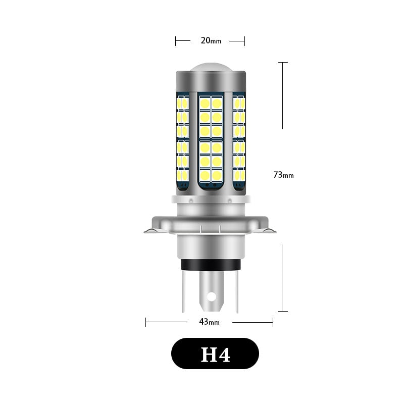 Lumière LED H4 BA20D P15D 12V 6000K pour phares de moto, cyclomoteur, Scooter, ATV