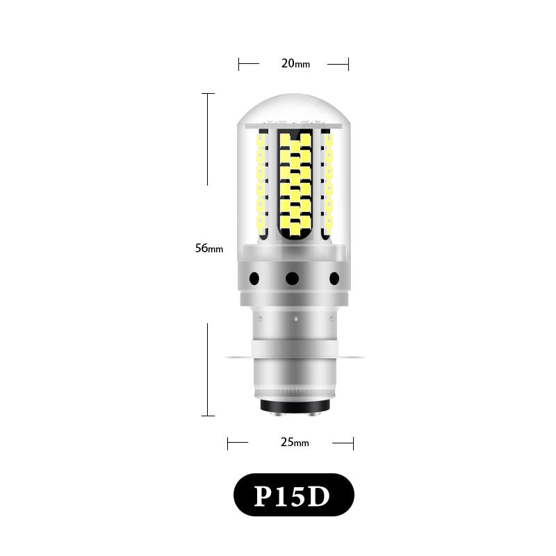 Lumière LED H4 BA20D P15D 12V 6000K pour phares de moto, cyclomoteur, Scooter, ATV