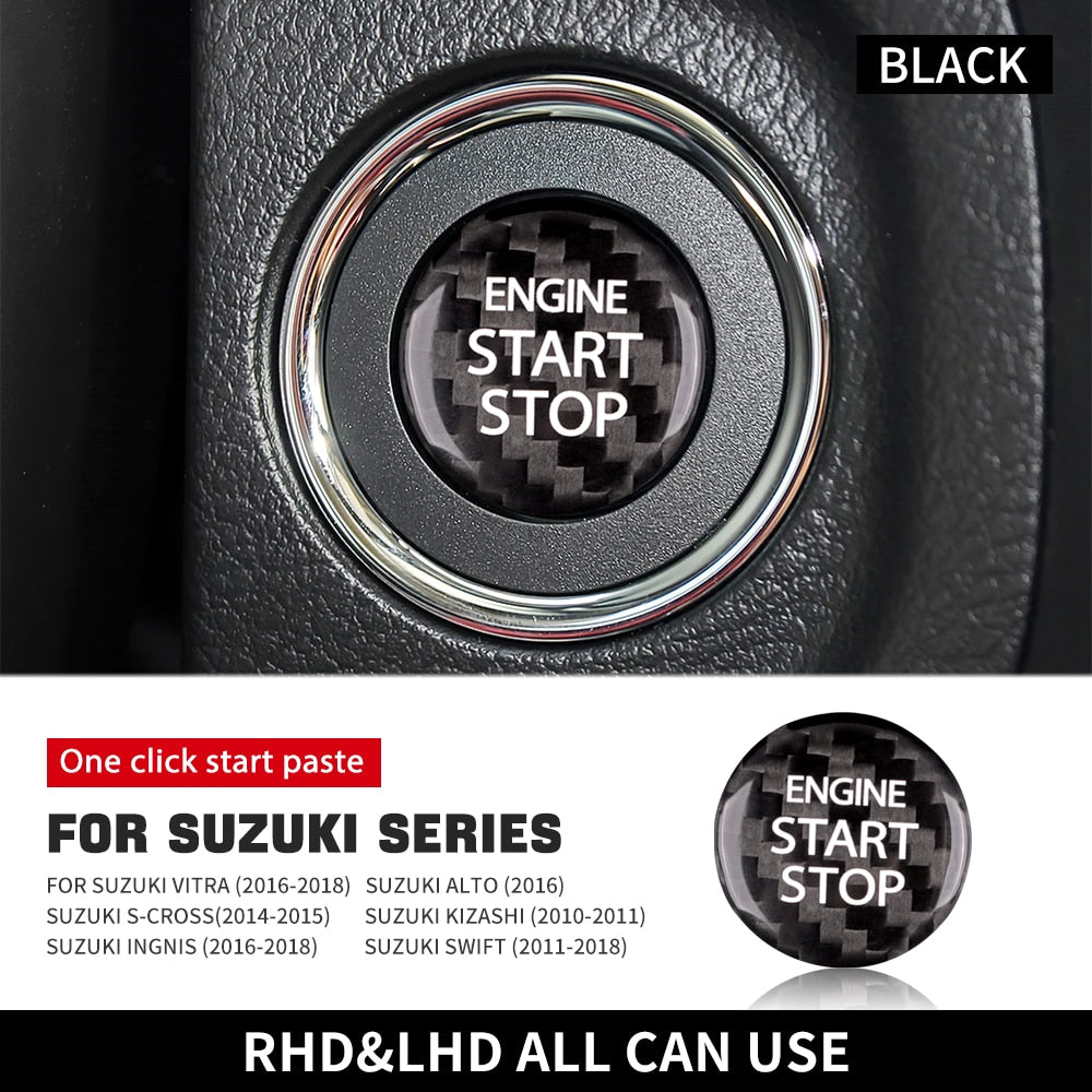 Botón de parada de arranque de motor de fibra de carbono duro Real para Suzuki Swift Alto Ignis s-cross Alivio Kizashi accesorios de ajuste Interior 
