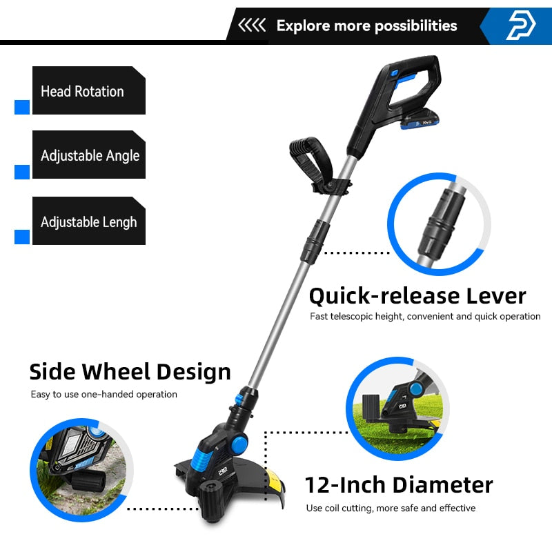 Prostormer 12 in Cordless Battery String Trimmer w 20v-21v Battery and Charger