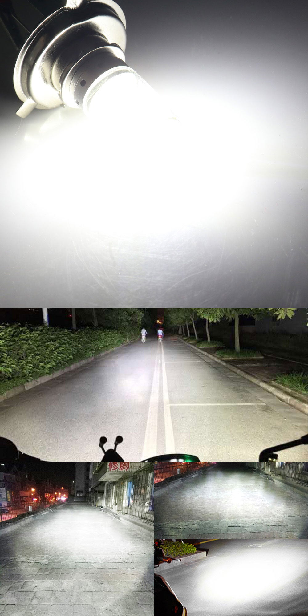 Lumière LED H4 BA20D P15D 12V 6000K pour phares de moto, cyclomoteur, Scooter, ATV