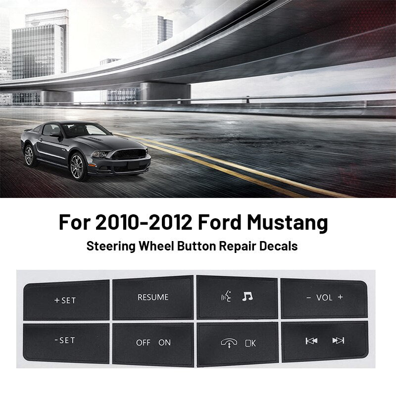 1x pegatinas de reparación de botón de Control de interruptor de volante de coche pegatinas para Ford para Mustang 2010 2011 2012 pegatinas de coche