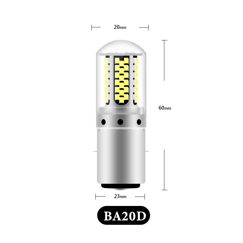 Luz LED H4 BA20D P15D 12V 6000K para moto ciclomotor Scooter ATV faros