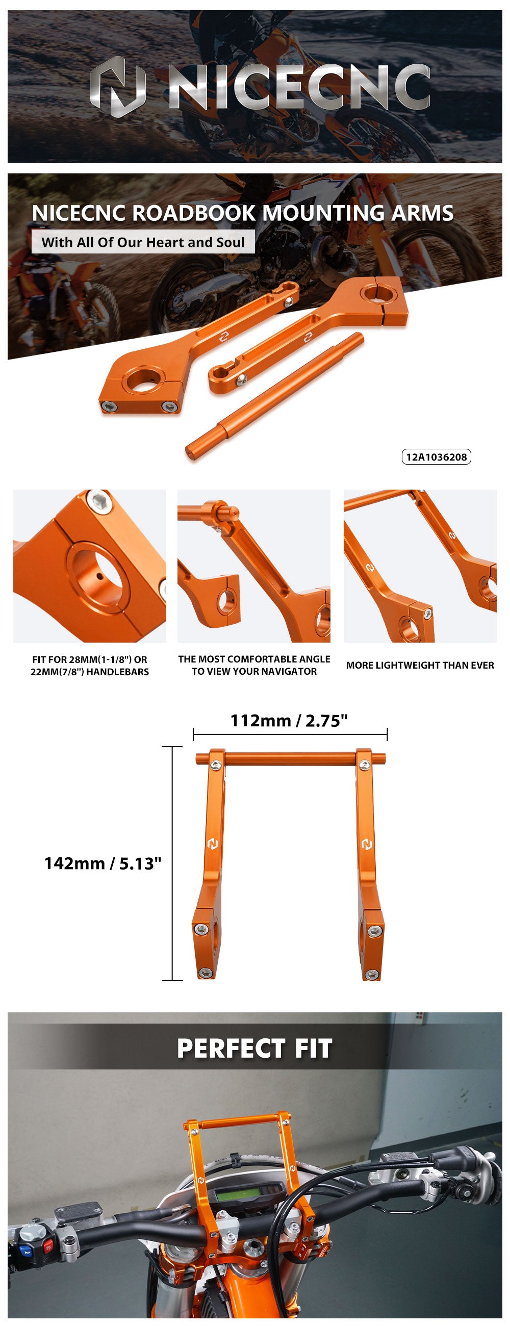 Support roadbook moto pour KTM 690 Enduro R Husqvarna 701 Supermoto 22-28 mm