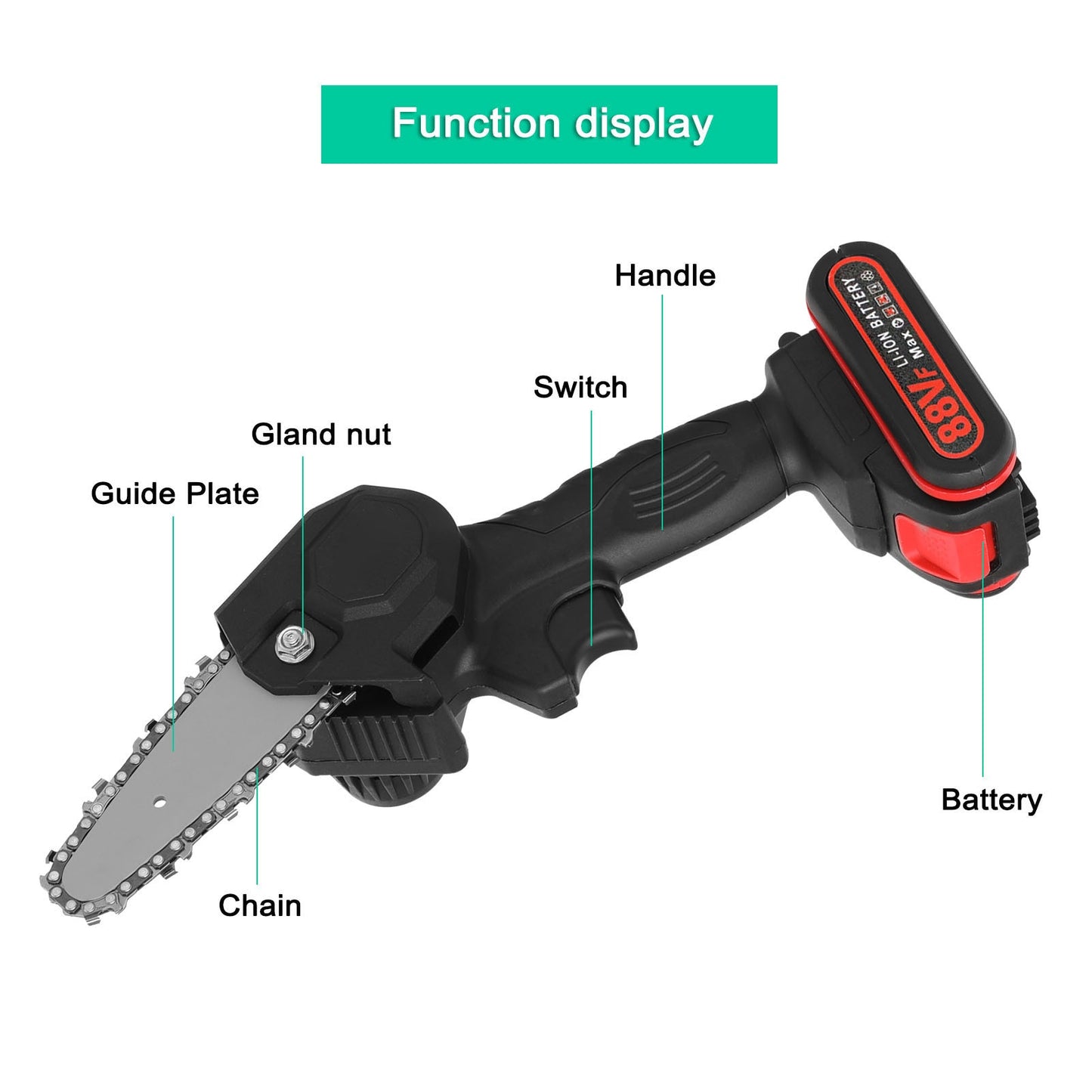 4 In 21V 30mm Battery Chainsaw 88VF pruning shear set w 2 Batteries and charger