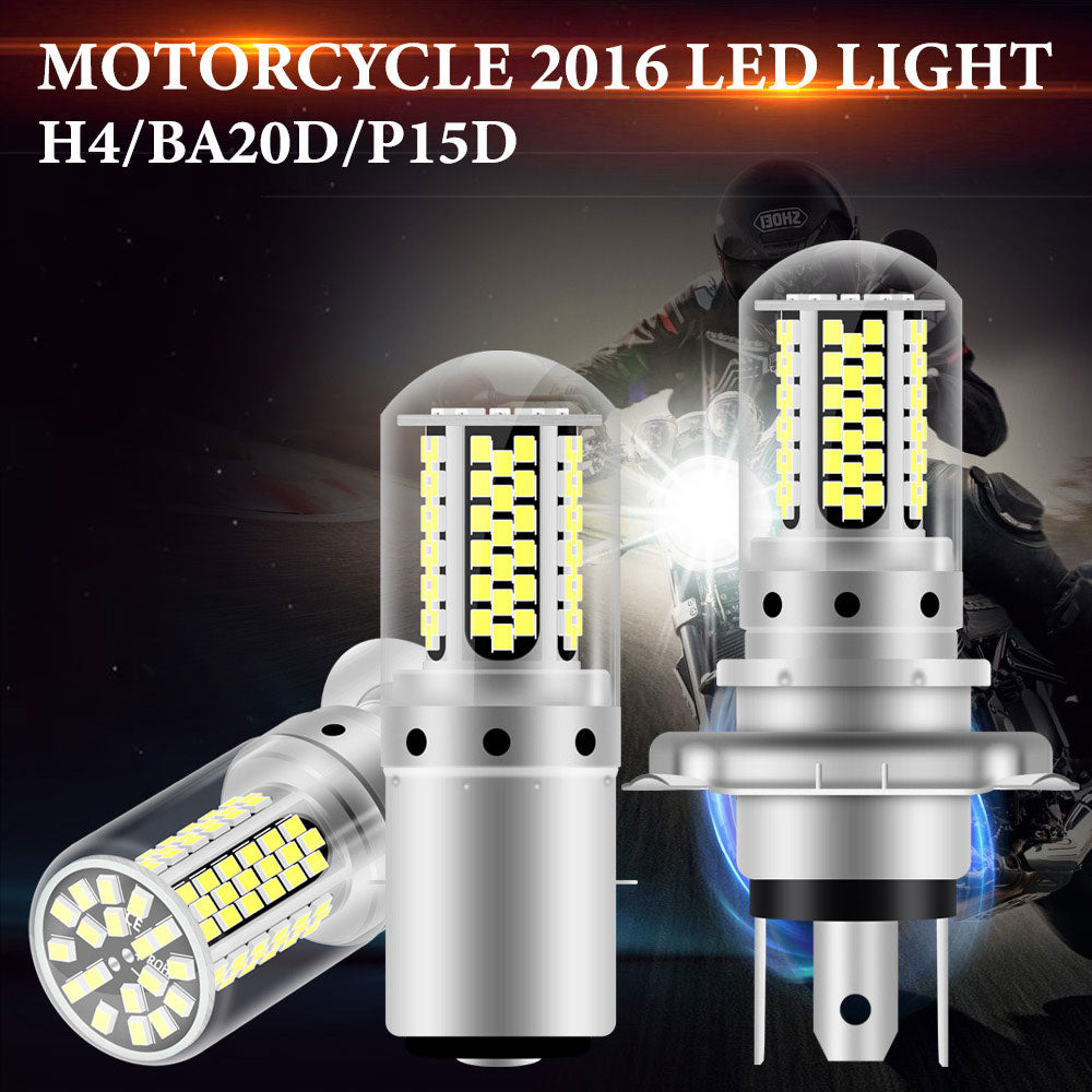 Lumière LED H4 BA20D P15D 12V 6000K pour phares de moto, cyclomoteur, Scooter, ATV