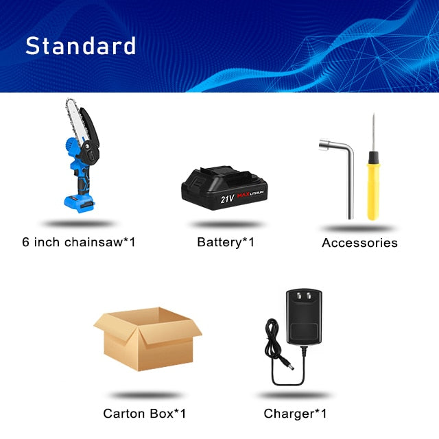 Prostormer 21v 6 In brushless battery chainsaw-pruning saw w Battery and Charger