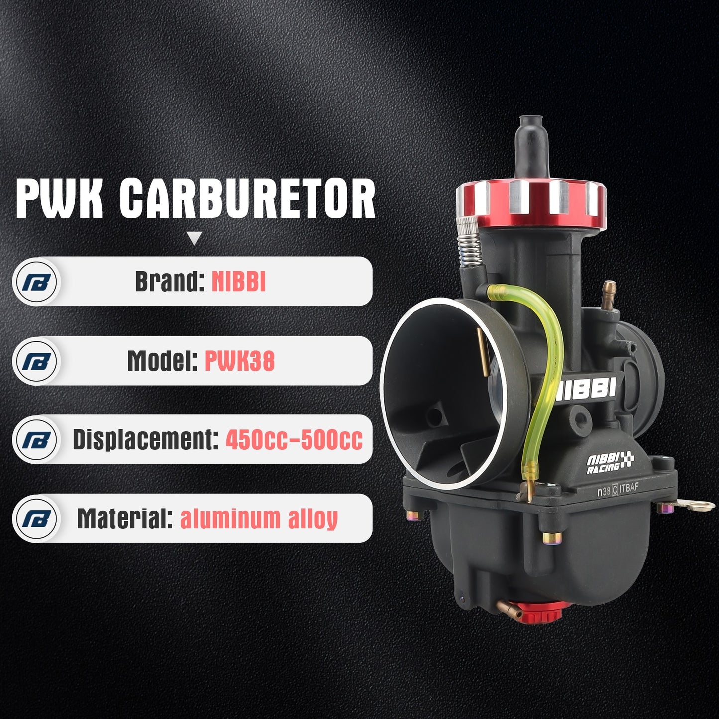 Carburateur de moto PWK24-40mm avec Jets pour Yamaha Kawasaki Suzuki Dirt Bike