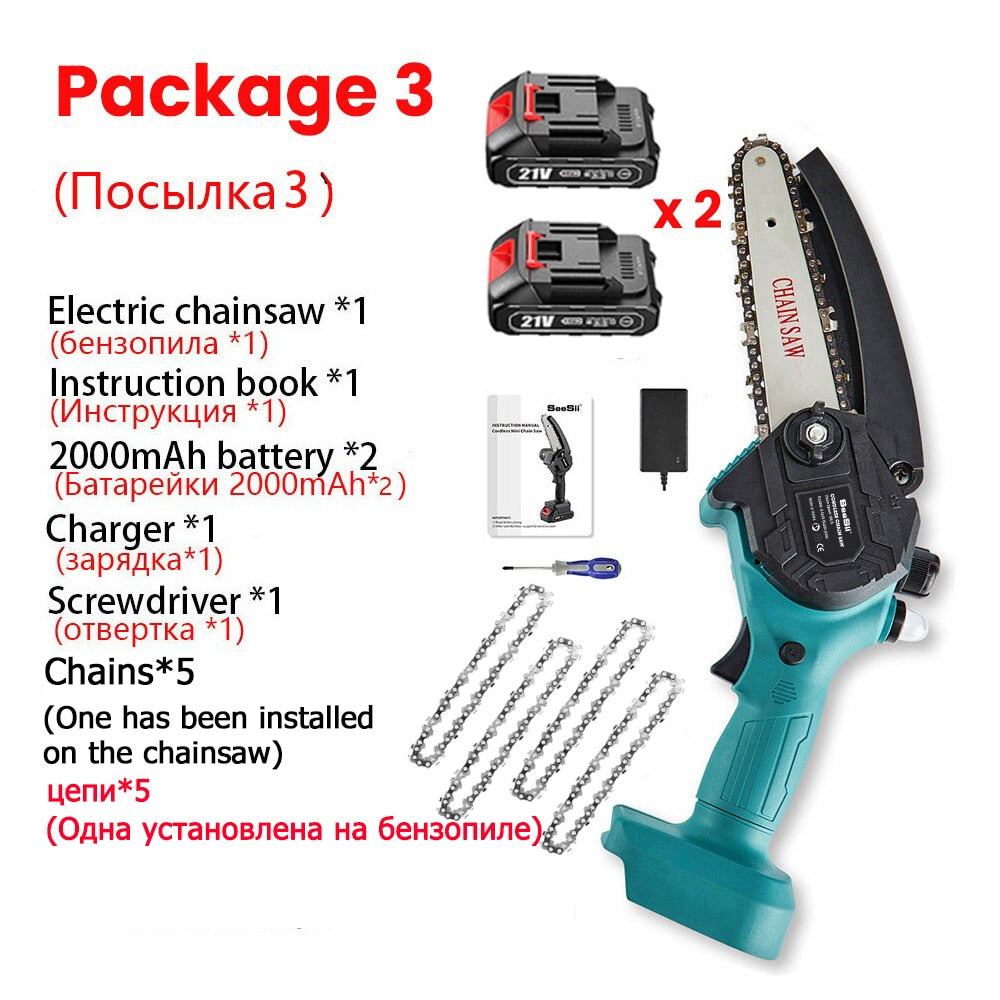 6 In 21v Chainsaw Cordless Variable Speed with 1-2 Batteries and Charger