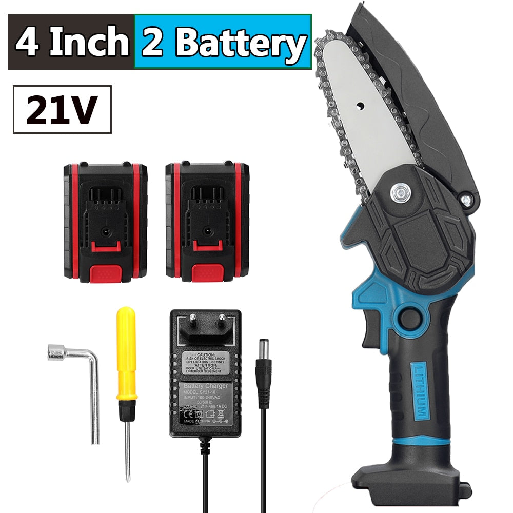 4 6 or 8 In One-handheld 21v Battery Cordless Chainsaw w Battery and charger