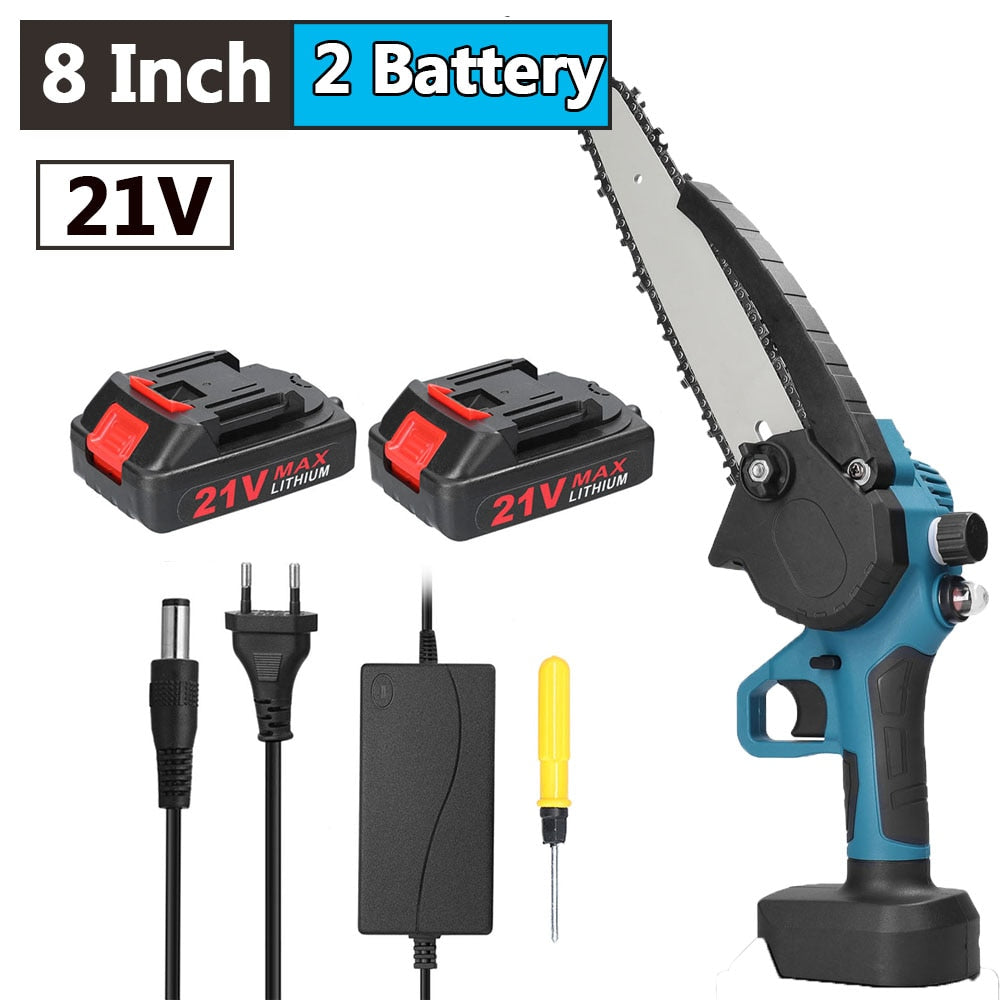 4 6 or 8 In One-handheld 21v Battery Cordless Chainsaw w Battery and charger