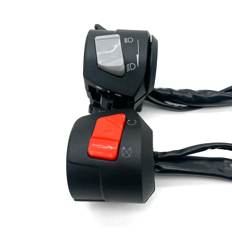 Interruptores LR de señal de luz de giro de bocina universal para motocicleta para manillares de 22 mm