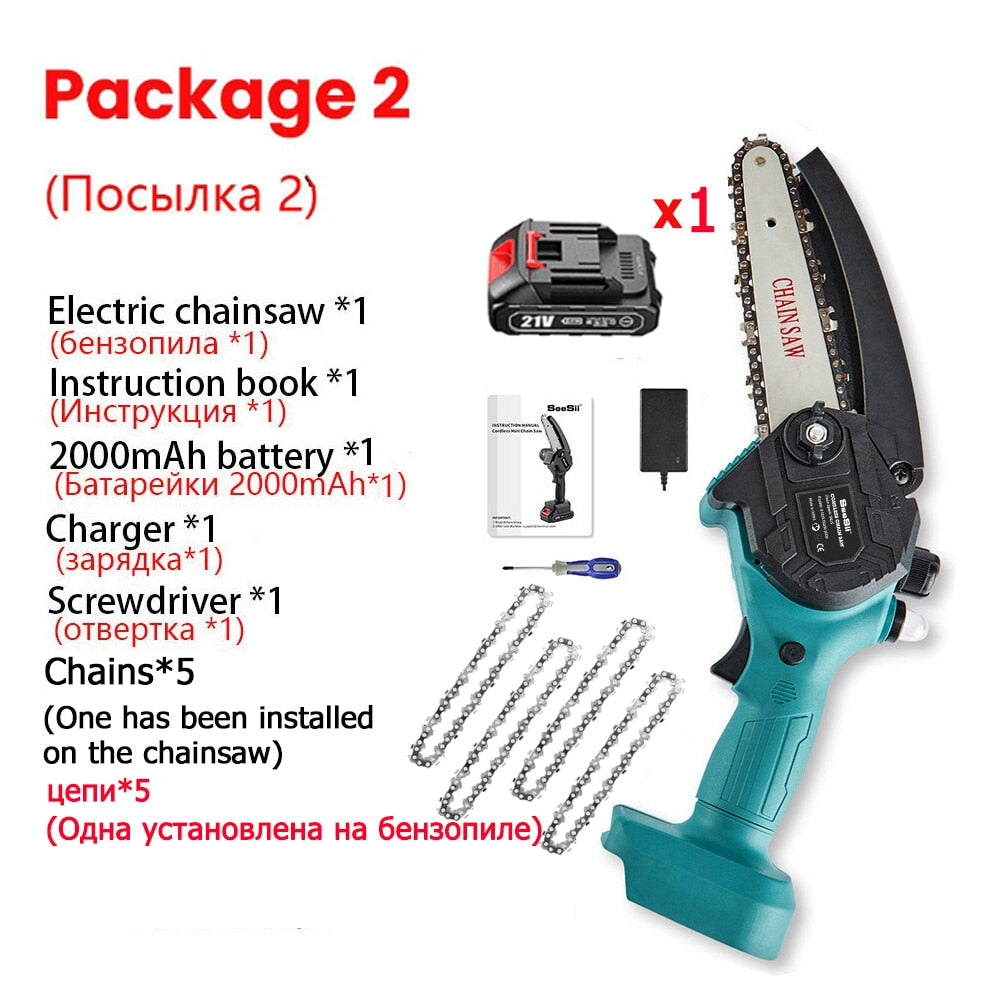 6 In 21v Chainsaw Cordless Variable Speed with 1-2 Batteries and Charger