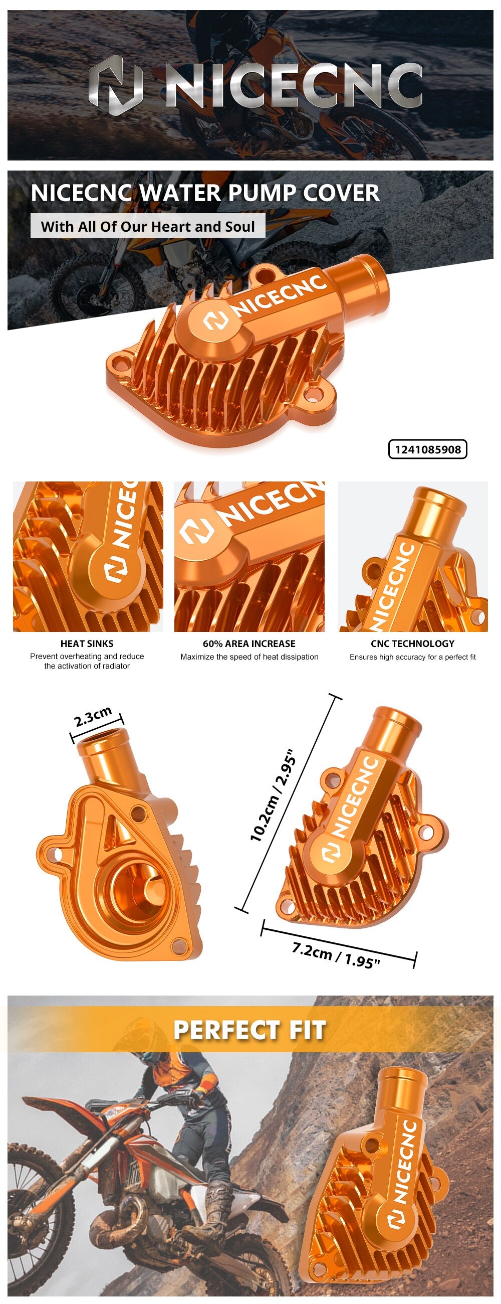 Cubierta de bomba de agua de motocicleta para Husqvarna TC125 250 TX300 KTM SX XC 125-300 2023