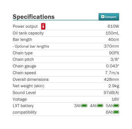 Makita DUC407ZX1 LXT sin escobillas inalámbrico 40CM 16 "motosierra 18V herramienta eléctrica de litio